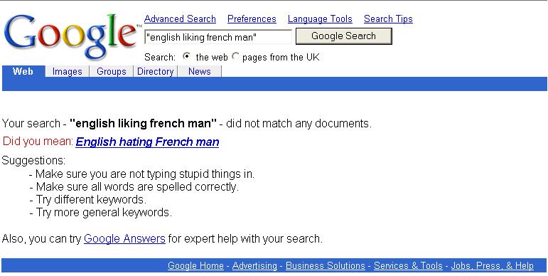 Googleing for english liking french man